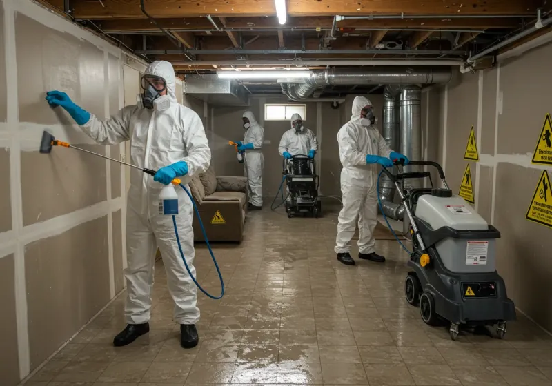 Basement Moisture Removal and Structural Drying process in Leander, TX